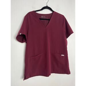 FIGS Technical Collection Wine Burgundy Top Size Large Scrubs